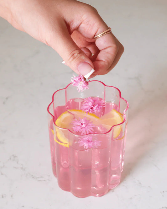 VERRE FORME FLEUR CRISTAL 12OZ - ROSE