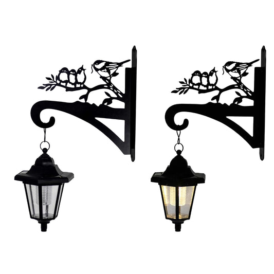 SUPPORT EN METAL OISEAU + LANTERNE SOLAIRE