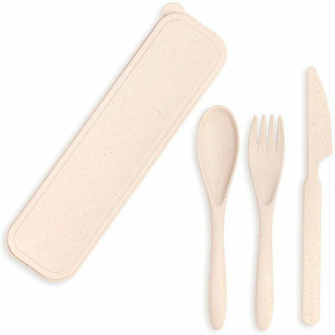 SCOLAIRE SAC & ACCESOIRE - ENS 3 USTENSILES BEIGE BIODEGRADABLE