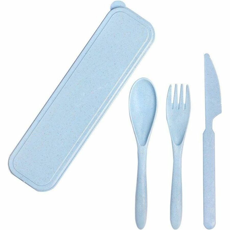 SCOLAIRE SAC & ACCESOIRE - ENS 3 USTENSILES BLEU  BIODEGRADABLE