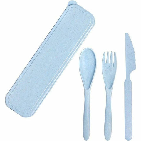 SCOLAIRE SAC & ACCESOIRE - ENS 3 USTENSILES BLEU  BIODEGRADABLE