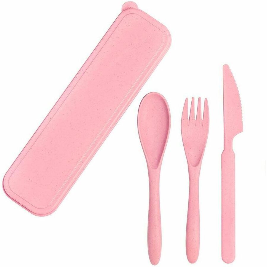 ENSEMBLES DE 3 USTENSILES BIODEGRADABLE - ROSE