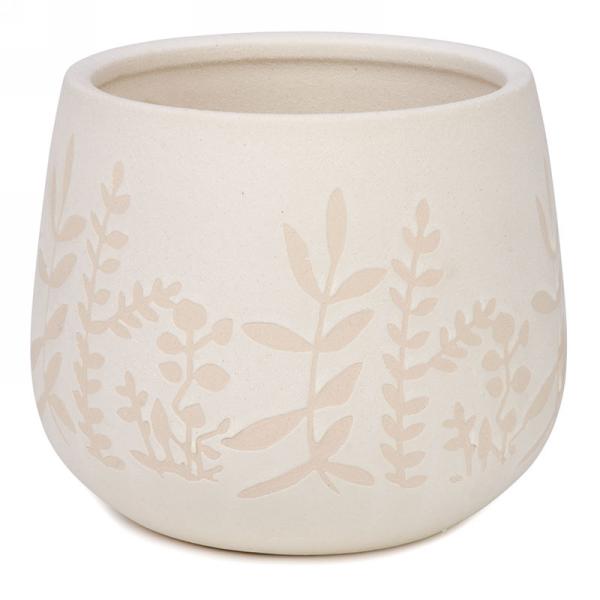 POT 6.5 x 5" NATUREL MOTIF FEUILLAGE