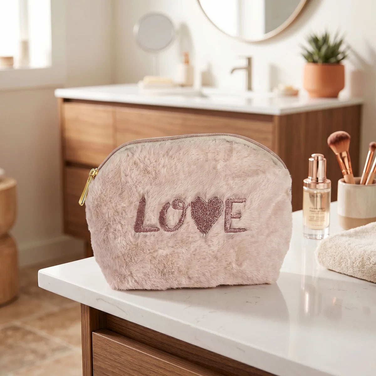 TROUSSE FOURRURE ROSE -  LOVE