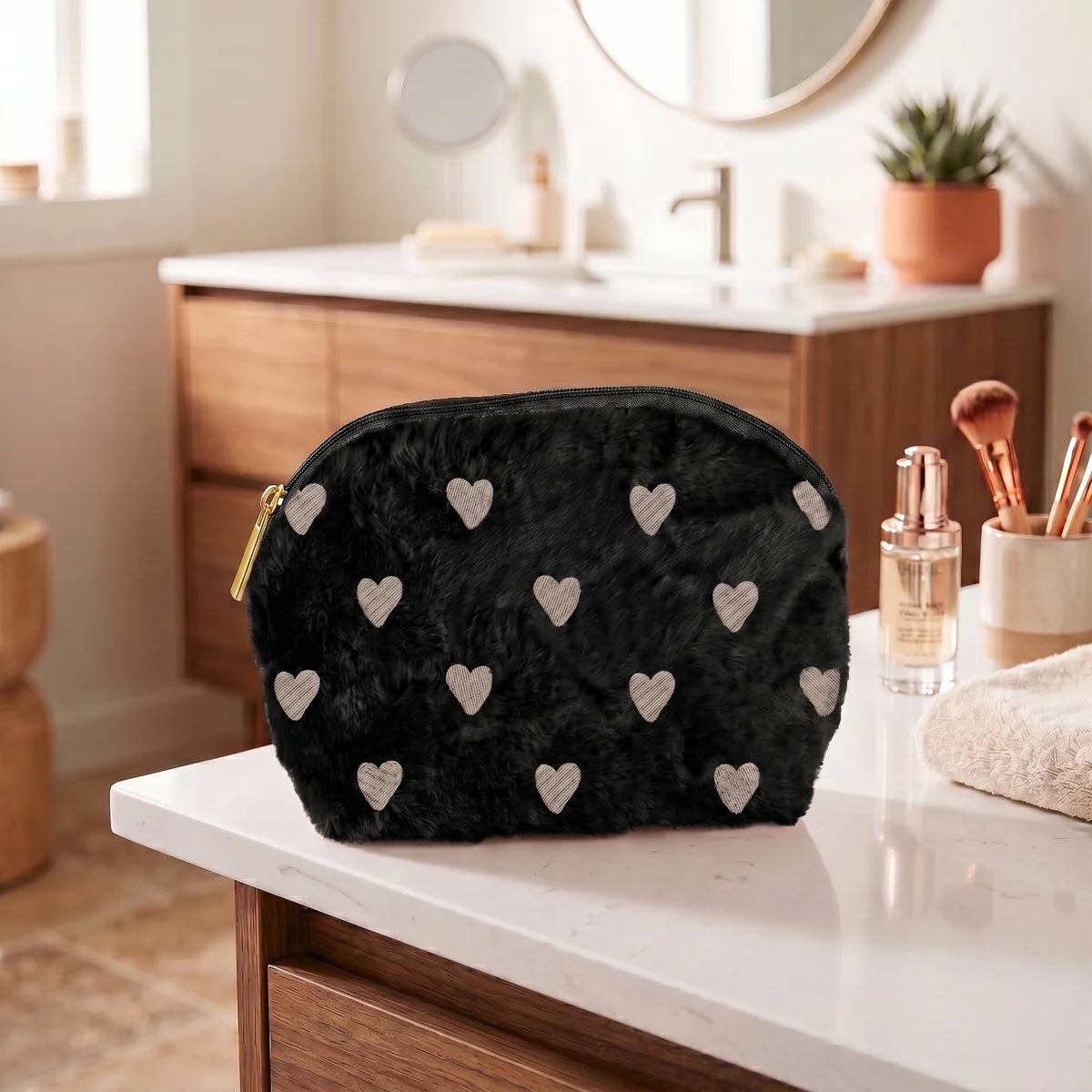 TROUSSE FOURRURE NOIR - COEUR GRIS