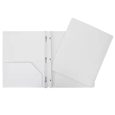SCOLAIRE PAPETERIE - PORTE-FOLIO 2 POCHETTES+ 3 ATTACHES POLY BLANC