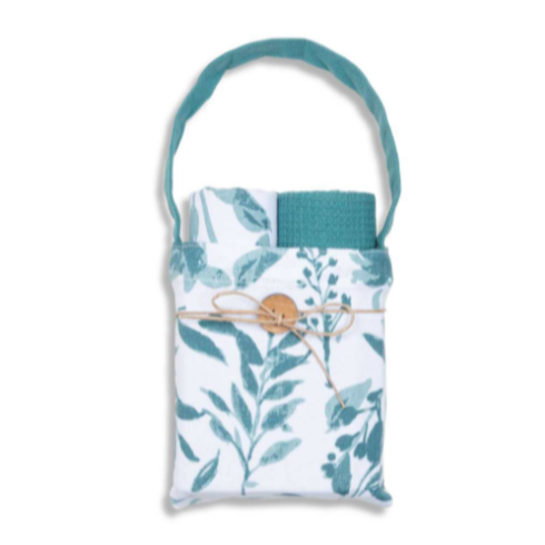 ENSEMBLE LINGE VAISSELLE & POCHETTE FLEUR SARCELLE 3PCS