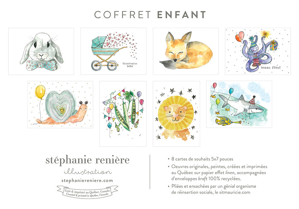 STÉPHANIE RENIÈRE - COFFRET 8 CARTES SOUHAITS - ASSORTIES