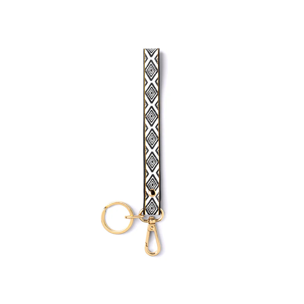 Porte-clés/bracelet cuir végétalien KEDZIE noir & blanc