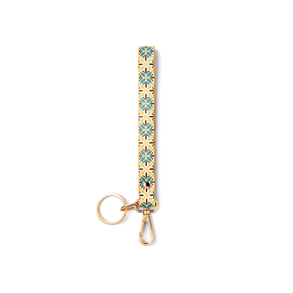 Porte-clés/bracelet cuir végétalien KEDZIE jaune & turquoise