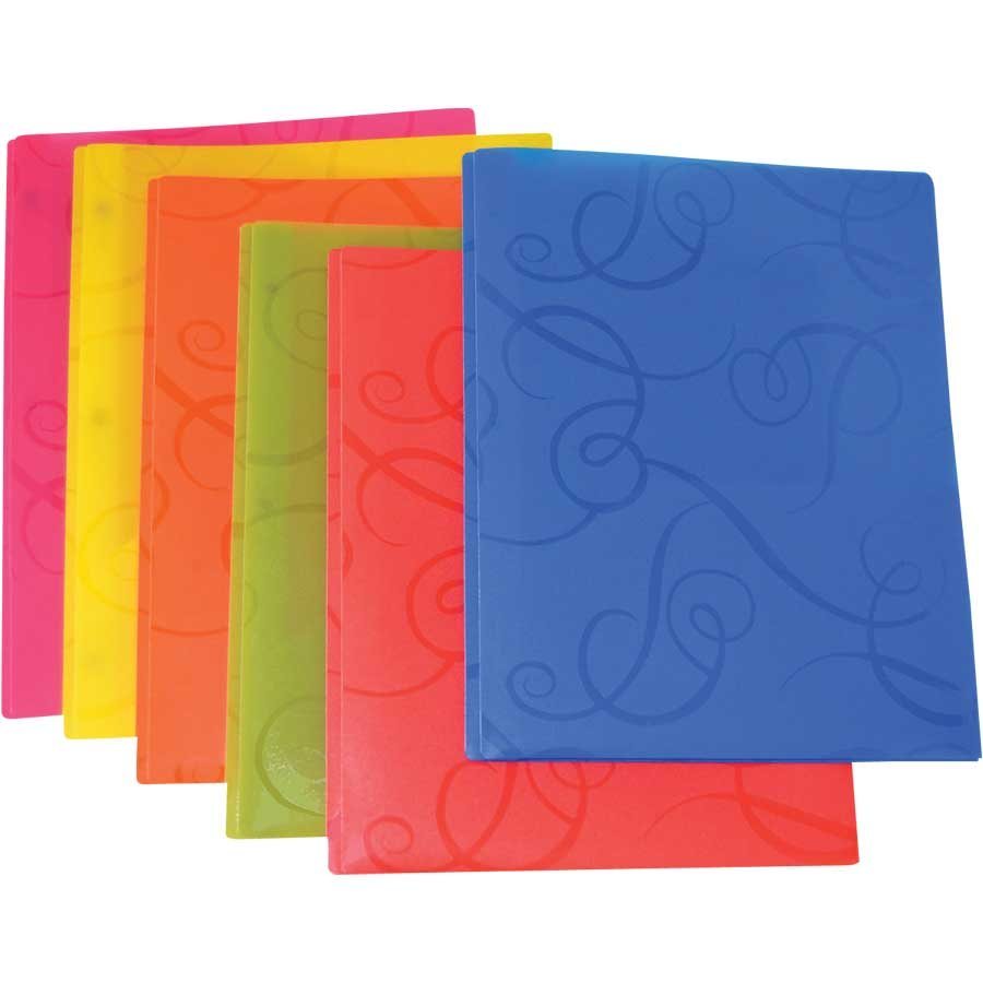 SCOLAIRE PAPETERIE - COUVERTURE "SWIRL" POLY 2 POCHETTES & 3 ATTACHES ASSORTIE