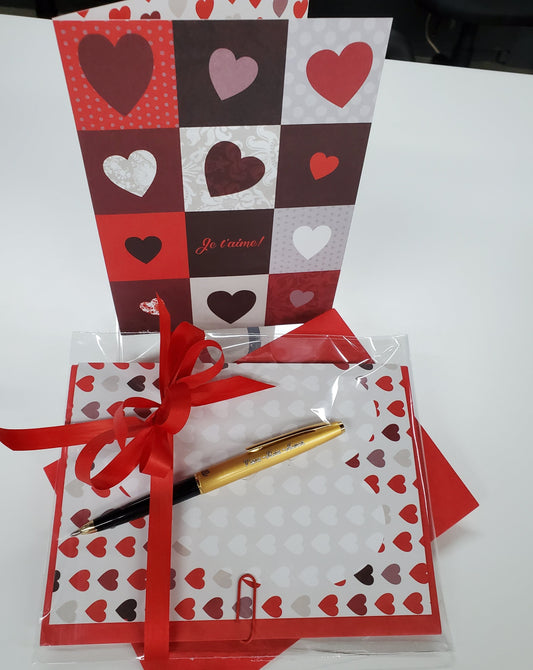 Will - STYLO BILLE OR "VIVRE - RIRE - AIMER" + CARTE COEURS "JE T'AIME!"