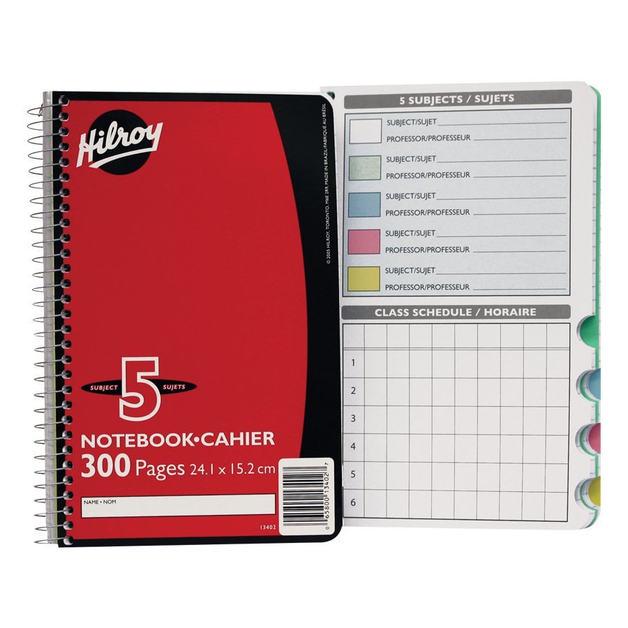 SCOLAIRE PAPETERIE - CAHIER SPIRALE 5 SUJETS 9½X6" 300P