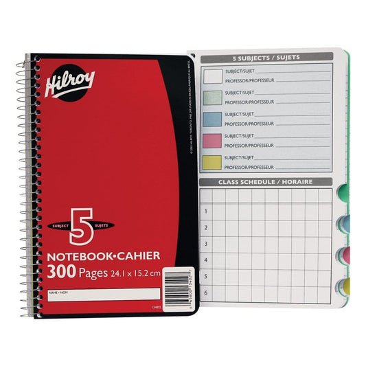 SCOLAIRE PAPETERIE - CAHIER SPIRALE 5 SUJETS 9½X6" 300P