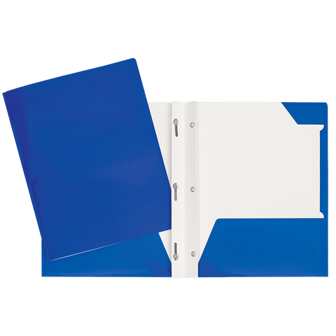 SCOLAIRE PAPETERIE - COUVERTURE LAMINÉ 2 POCHETTES & 3 ATTACHES BLEU