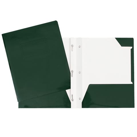 SCOLAIRE PAPETERIE - COUVERTURE LAMINÉ 2 POCHETTES & 3 ATTACHES VERT