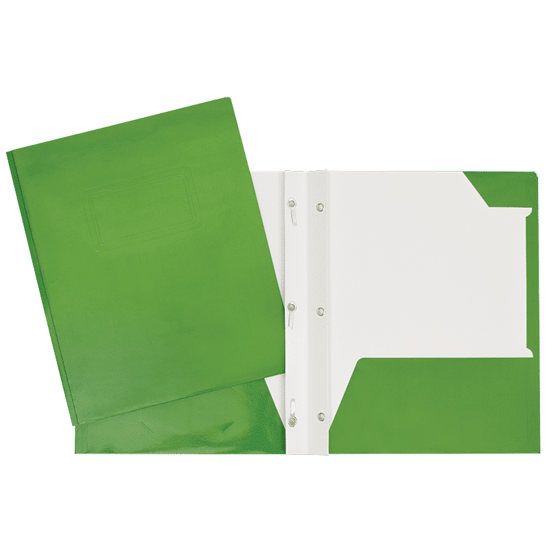 SCOLAIRE PAPETERIE - COUVERTURE LAMINÉ 2 POCHETTES & 3 ATTACHES VERT PALE