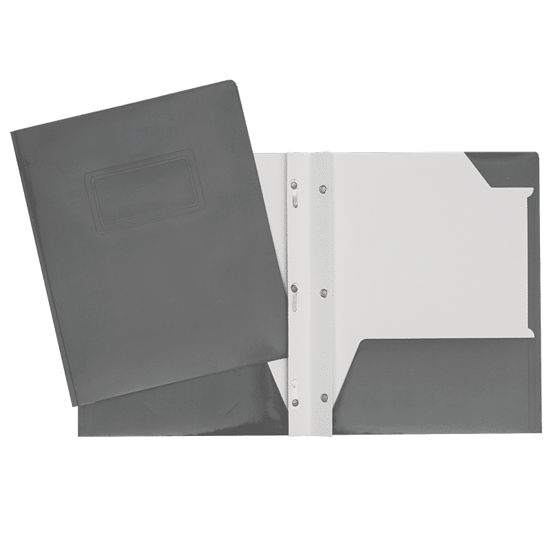 SCOLAIRE PAPETERIE - COUVERTURE LAMINÉ 2 POCHETTES & 3 ATTACHES GRIS