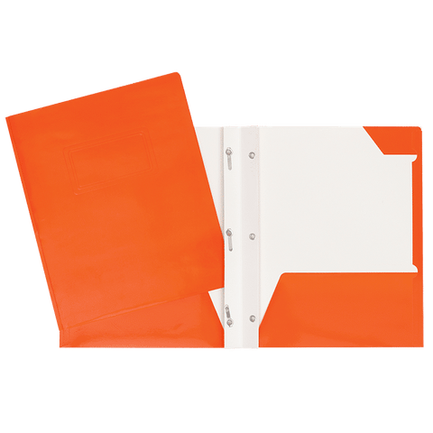 SCOLAIRE PAPETERIE - COUVERTURE LAMINÉ 2 POCHETTES & 3 ATTACHES ORANGE