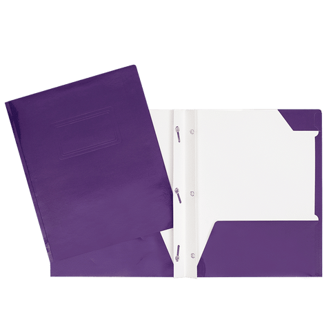 SCOLAIRE PAPETERIE - COUVERTURE LAMINÉ 2 POCHETTES & 3 ATTACHES MAUVE