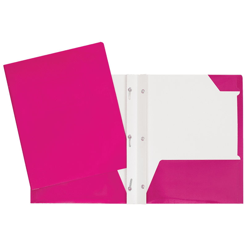 SCOLAIRE PAPETERIE - COUVERTURE LAMINÉ 2 POCHETTES & 3 ATTACHES ROSE