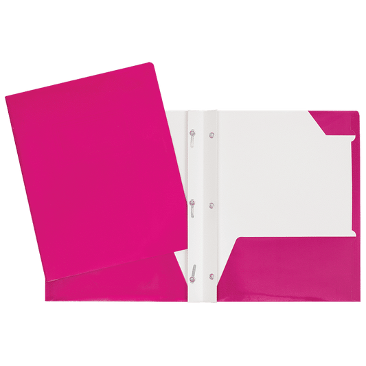 SCOLAIRE PAPETERIE - COUVERTURE LAMINÉ 2 POCHETTES & 3 ATTACHES ROSE