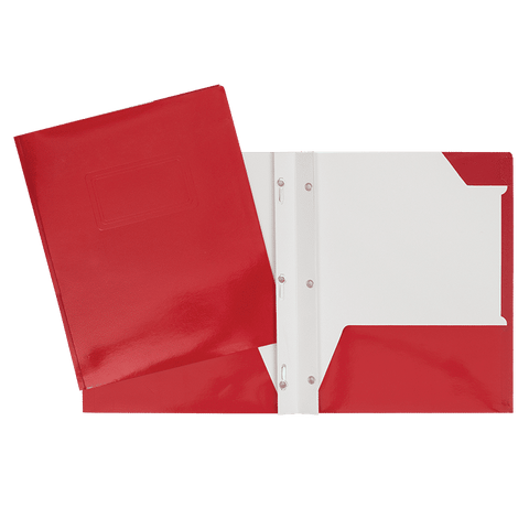 SCOLAIRE PAPETERIE - COUVERTURE LAMINÉ 2 POCHETTES & 3 ATTACHES ROUGE