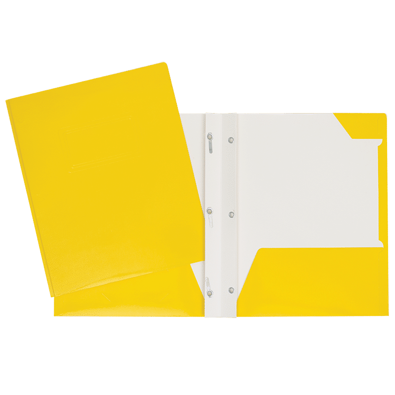 SCOLAIRE PAPETERIE - COUVERTURE LAMINÉ 2 POCHETTES & 3 ATTACHES JAUNE