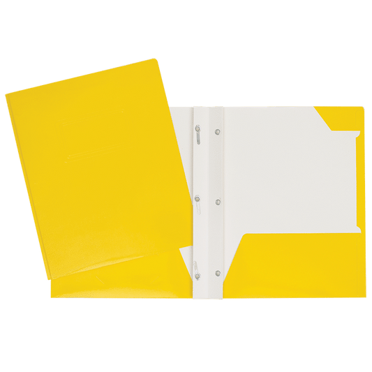 SCOLAIRE PAPETERIE - COUVERTURE LAMINÉ 2 POCHETTES & 3 ATTACHES JAUNE