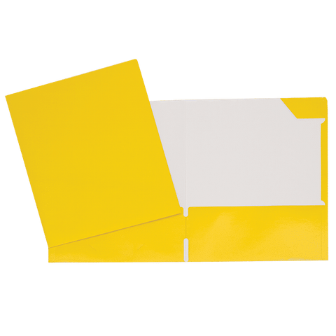 SCOLAIRE PAPETERIE - COUVERTURE LAMINÉ 2 POCHETTES JAUNE