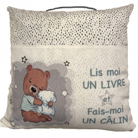 COUSSIN POUR LIVRE - LIS MOI UN LIVRE ET FAIS MOI UN CÂLIN