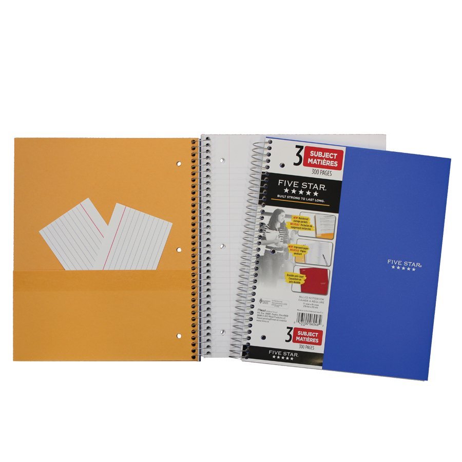 SCOLAIRE PAPETERIE - CAHIER SPIRALE "FIVE STAR" 3 SUJETS 300P