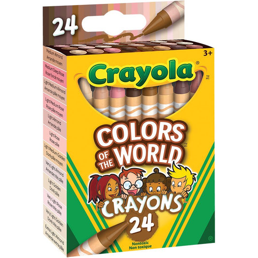 SCOLAIRE PAPETERIE - CRAYON DE CIRE "CRAYOLA" COULEUR MONDE @24