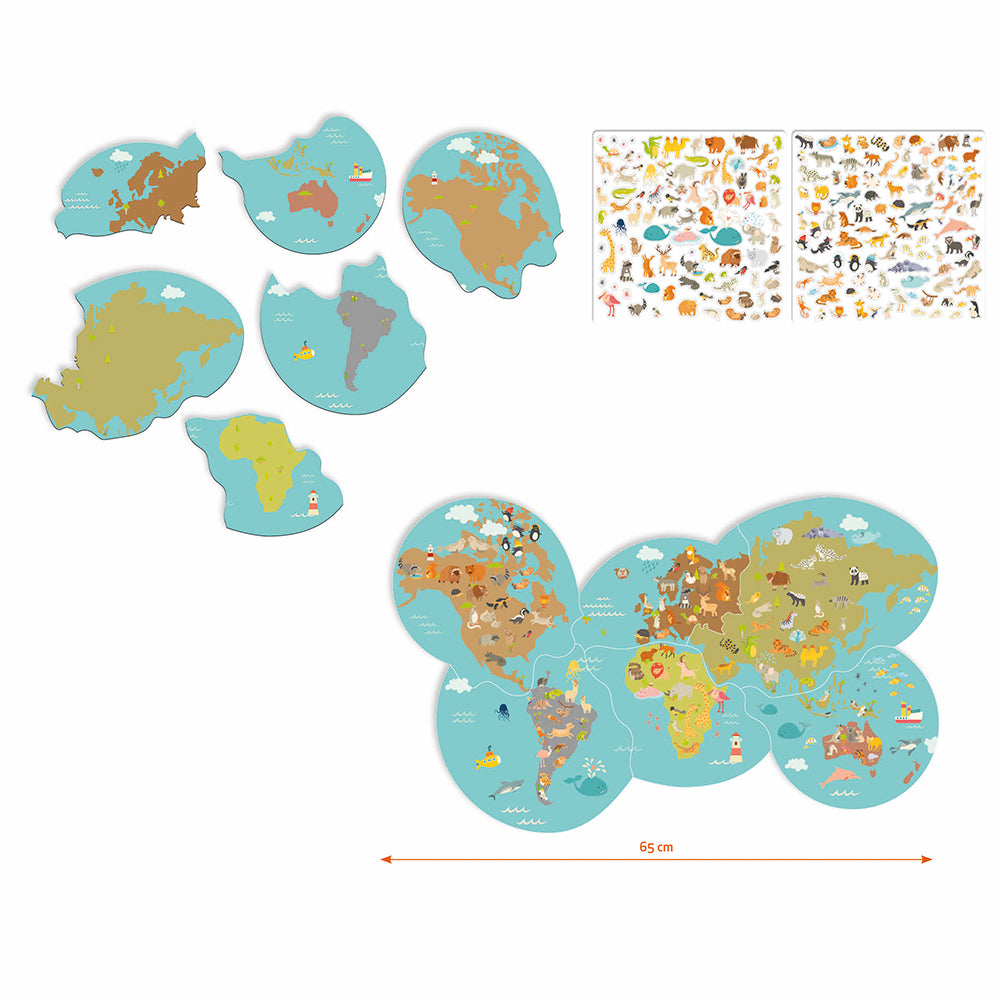 SYCOMORE - STICK'N FUN - 5 CARTES DU MONDE