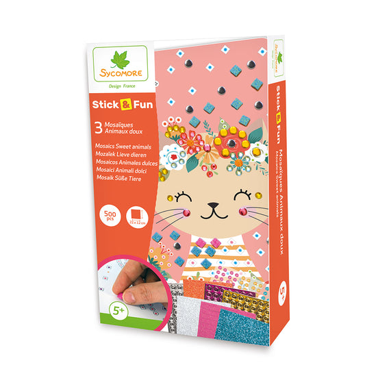 STICK'N FUN - 3 MINI MOSAIQUES - ANIMAUX DOUX