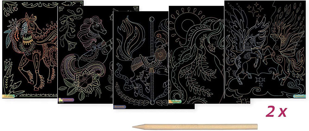 SYCOMORE - ARTISSIMO - 10 TABLEAUX GRATTER CHEVAUX & LICORNES