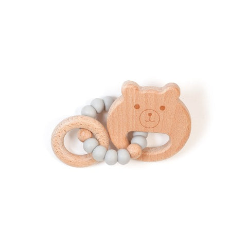 BULLE - HOCHET BOIS MINI OURSON GRIS PALE