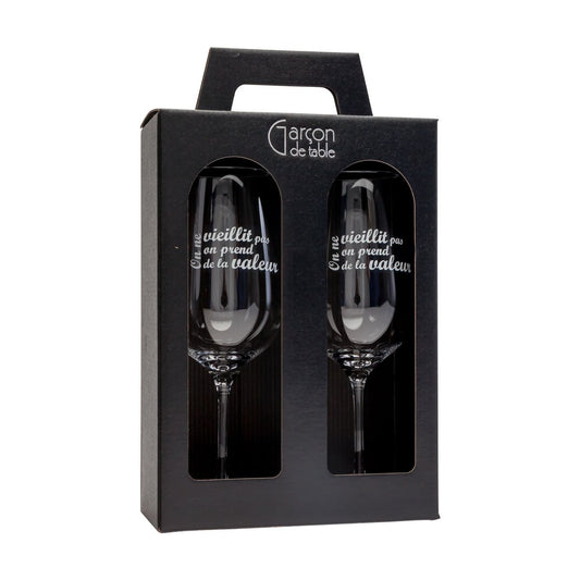 GARÇON DE TABLE - COFFRET VERRES À VIN "25 ANS D'AMOUR..."@2