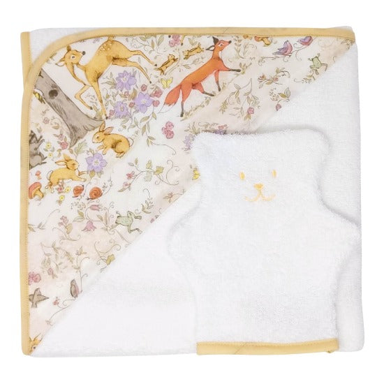 BÉKÉ BOBO - ENSEMBLE DE CAPE DE BAIN & GANT - ENCHANTÉ