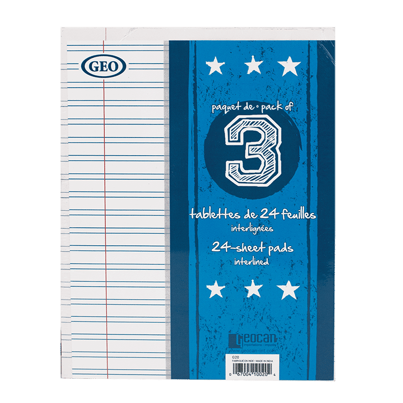 SCOLAIRE PAPETERIE - TABLETTE INTERLIGNÉ 7X9" @3