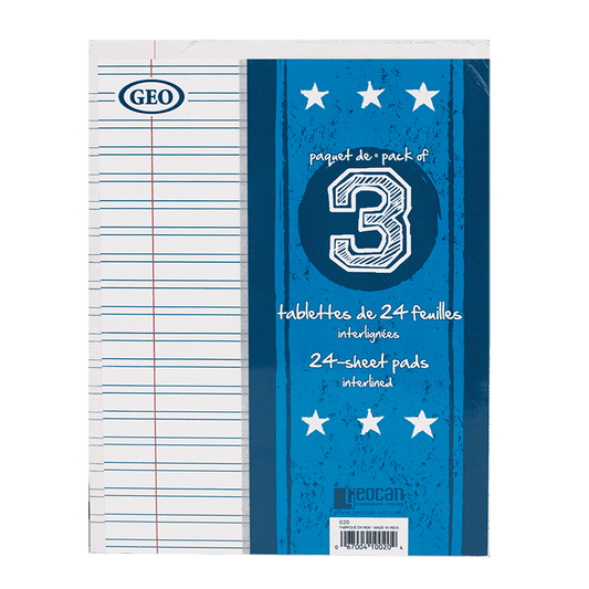 SCOLAIRE PAPETERIE - TABLETTE INTERLIGNÉ 7X9" @3