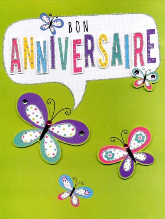 CARTE DE SOUHAIT - GIGANTIC -  BON ANNIVERSAIRE PAPILLONS