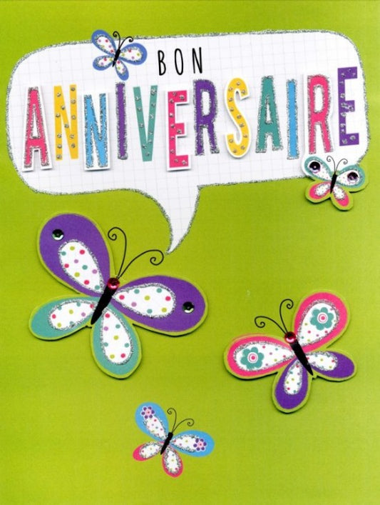 CARTE DE SOUHAIT - GIGANTIC -  BON ANNIVERSAIRE PAPILLONS