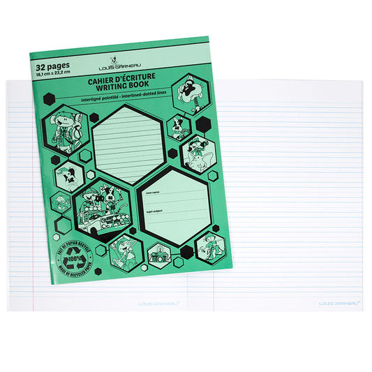 SCOLAIRE PAPETERIE - CAHIER D'ÉCRITURE "LG" INTERLIGNÉ/POINTILLÉ VERT