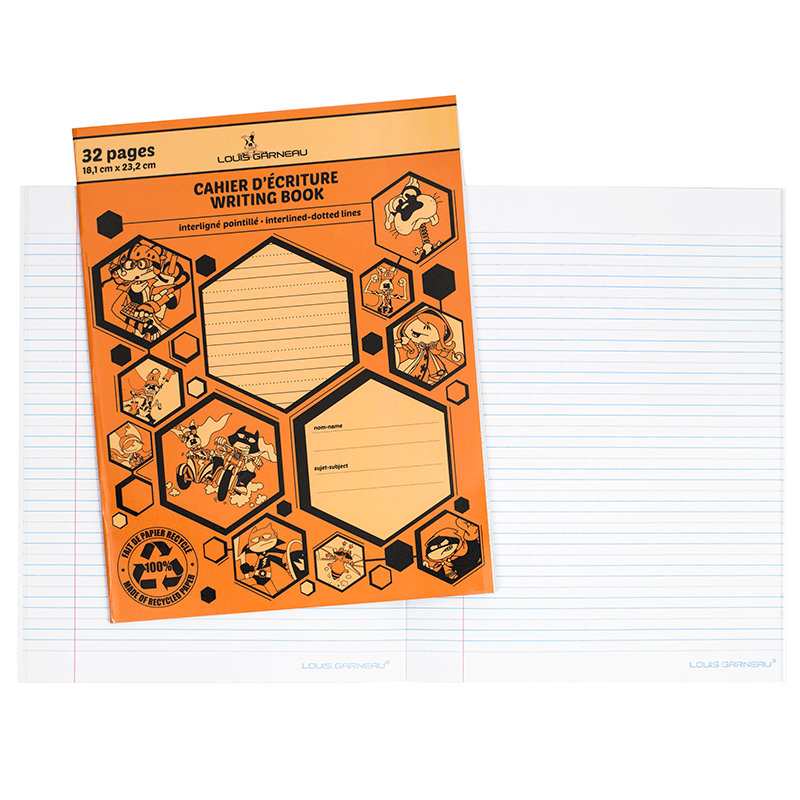 SCOLAIRE PAPETERIE - CAHIER D'ÉCRITURE "LG" INTERLIGNÉ/POINTILLÉ ORANGE