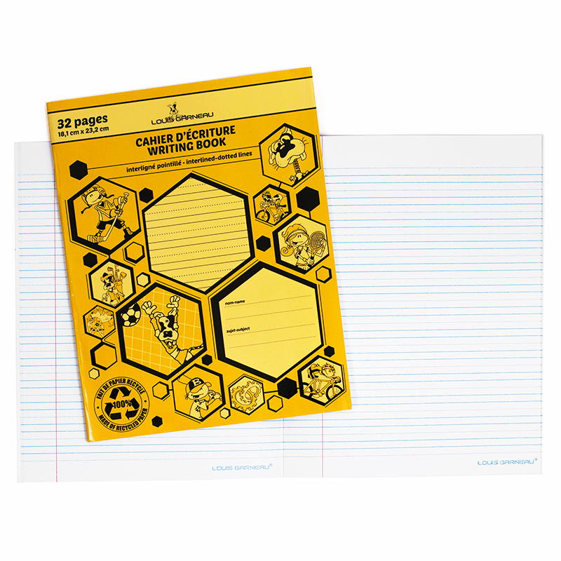 SCOLAIRE PAPETERIE - CAHIER D'ÉCRITURE "LG" INTERLIGNÉ/POINTILLÉ JAUNE