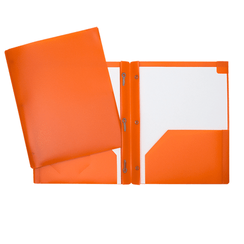 SCOLAIRE PAPETERIE - COUVERTURE POLY 2 POCHETTES & 3 ATTACHES ORANGE