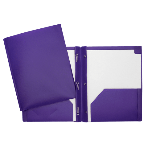 SCOLAIRE PAPETERIE - COUVERTURE POLY 2 POCHETTES & 3 ATTACHES MAUVE