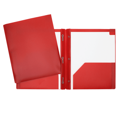 SCOLAIRE PAPETERIE - COUVERTURE POLY 2 POCHETTES & 3 ATTACHES ROUGE