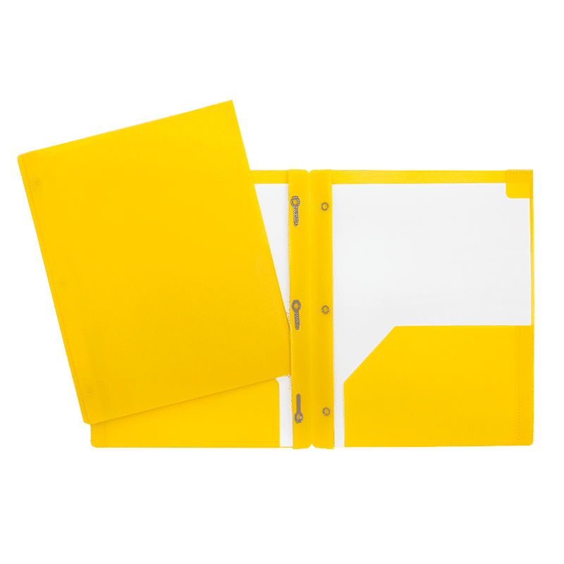 SCOLAIRE PAPETERIE - COUVERTURE POLY 2 POCHETTES & 3 ATTACHES JAUNE